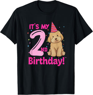 It's My 2nd Birthday Goldendoodle Lovers 2 Years Old Puppy T-Shirt - T-Shirt | Black
