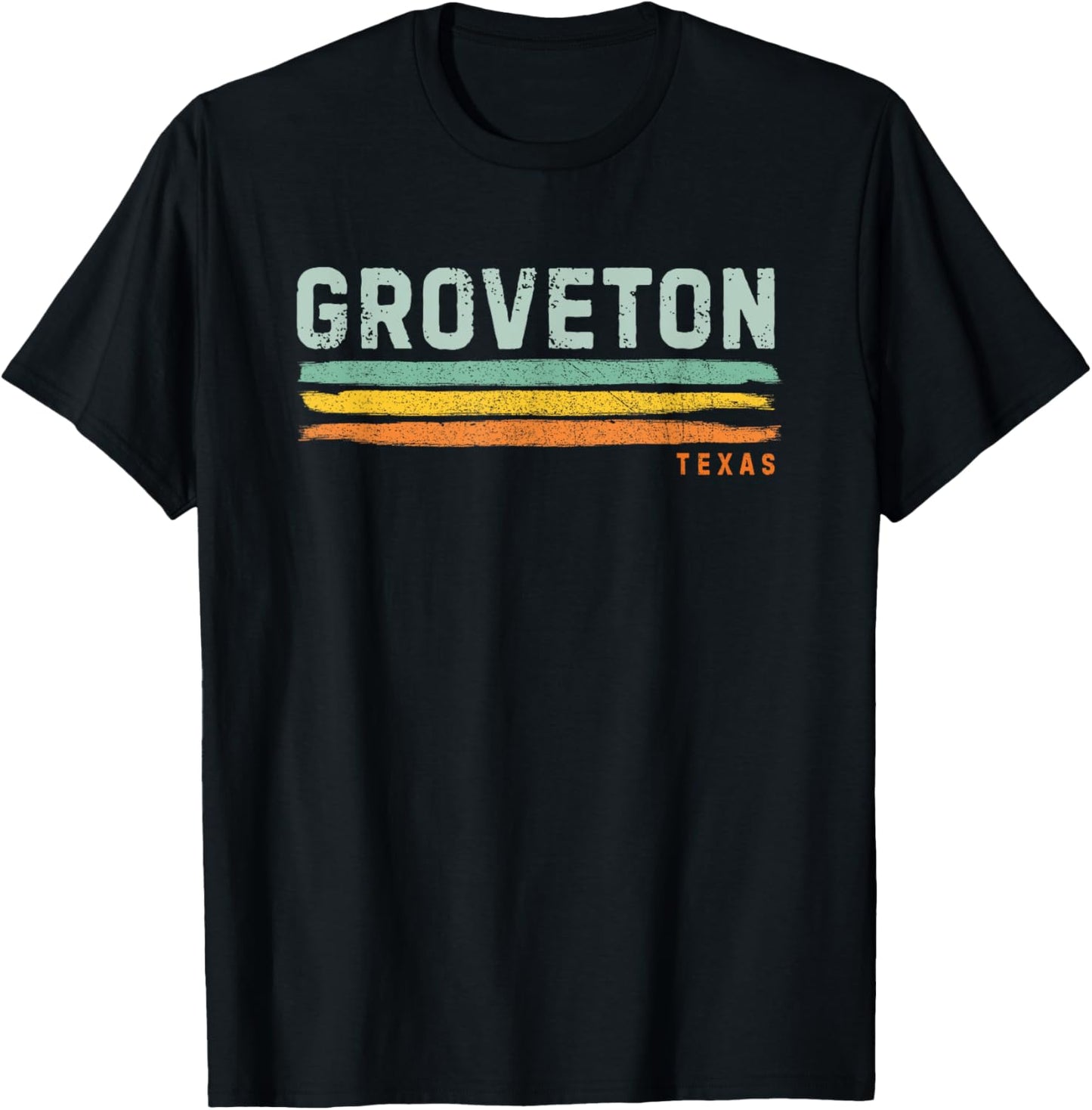 Vintage Stripes Groveton TX T-Shirt - T-Shirt | Black