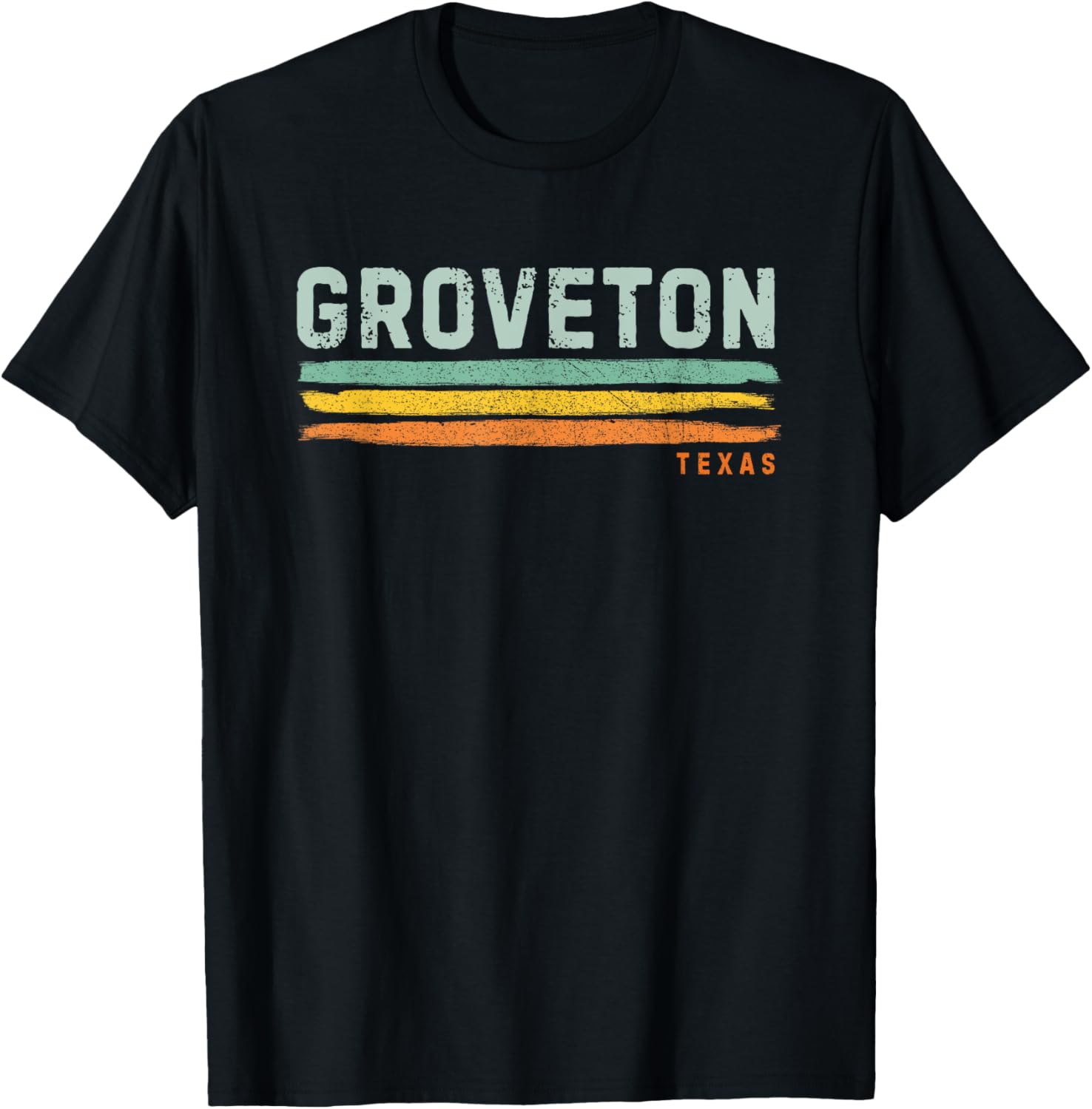 Vintage Stripes Groveton TX T-Shirt - T-Shirt | Black
