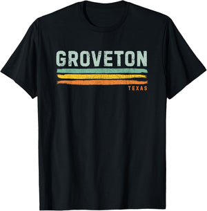 Vintage Stripes Groveton TX T-Shirt - T-Shirt | Black