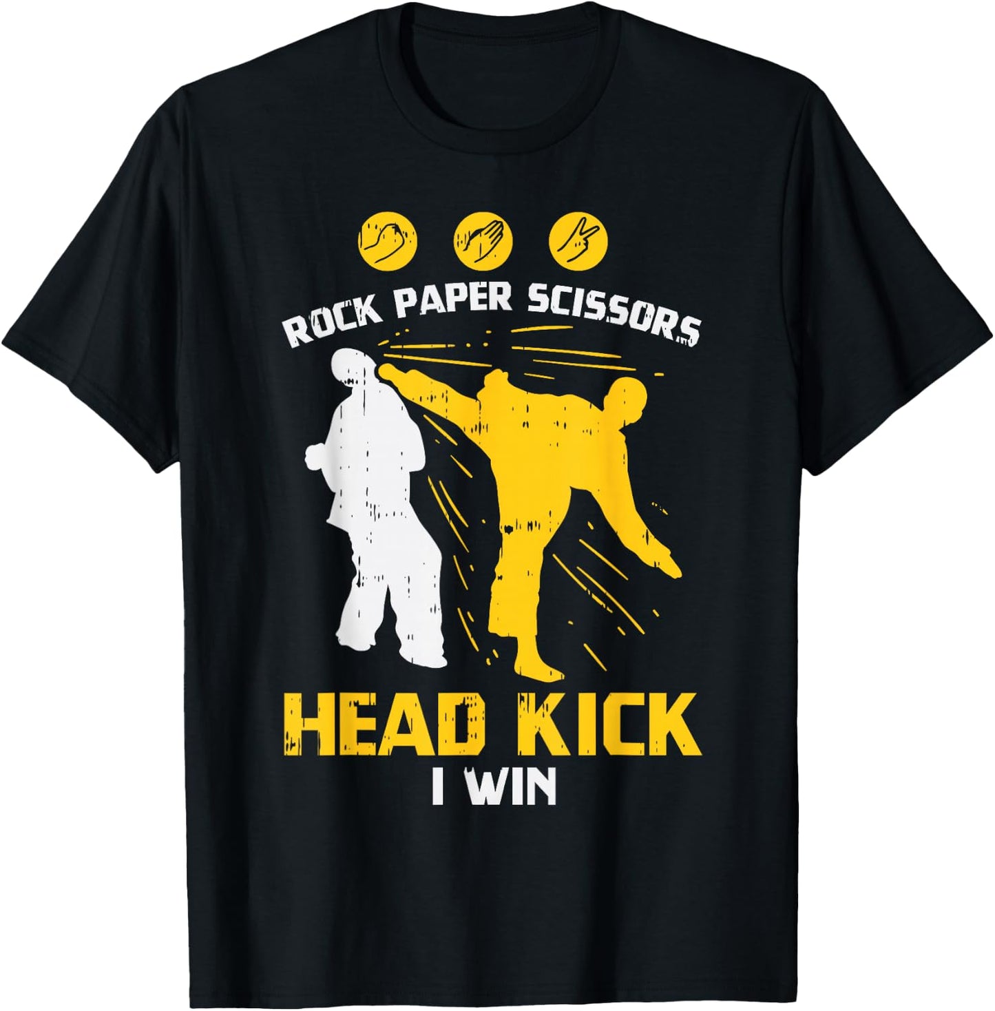 Rock Paper Scissors Headkick Win Funny Taekwondo Karate Gift T-Shirt - T-Shirt | Black