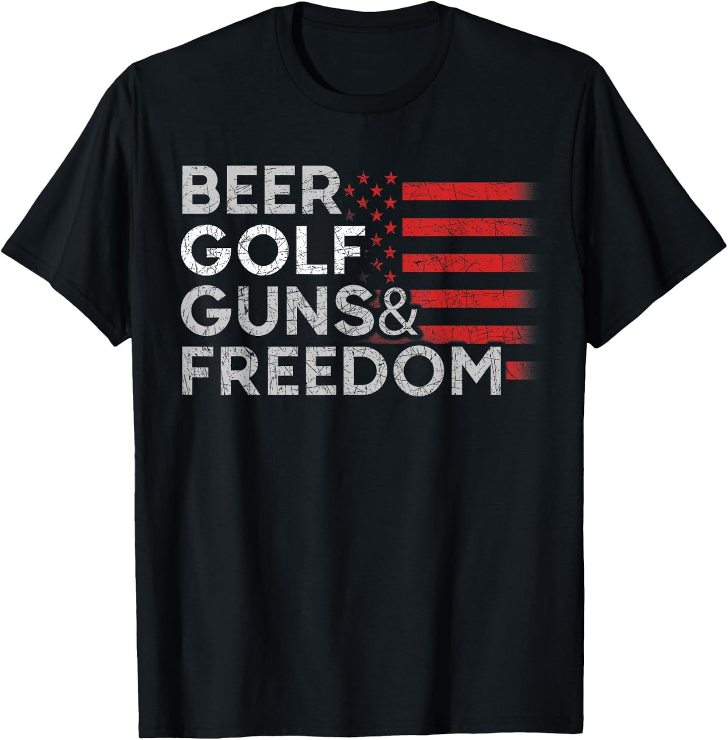 Drunk Golfer Beer Golf Guns Freedom USA Flag Golf Women Men T-Shirt - T-Shirt | Black