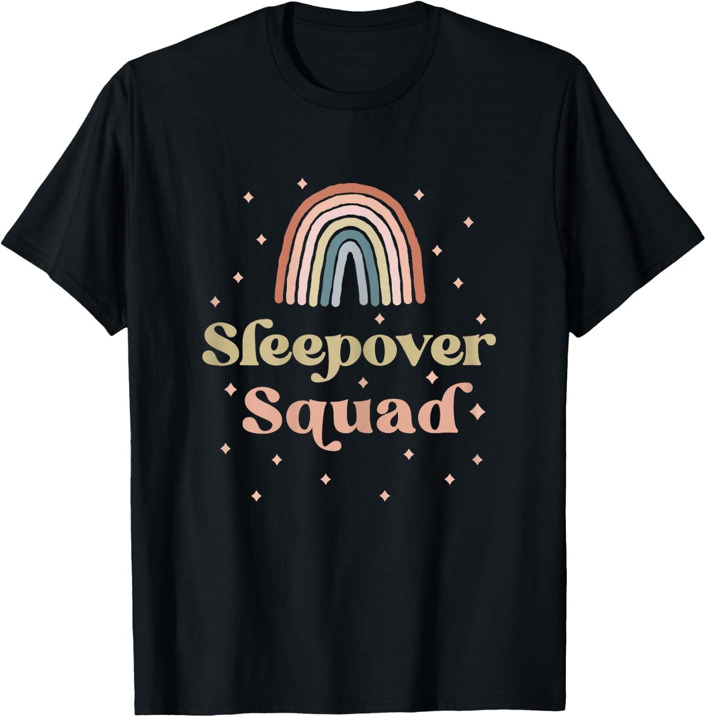 Birthday Boho Rainbow Sleepover Squad Pajamas for Girls T-Shirt - T-Shirt | Black