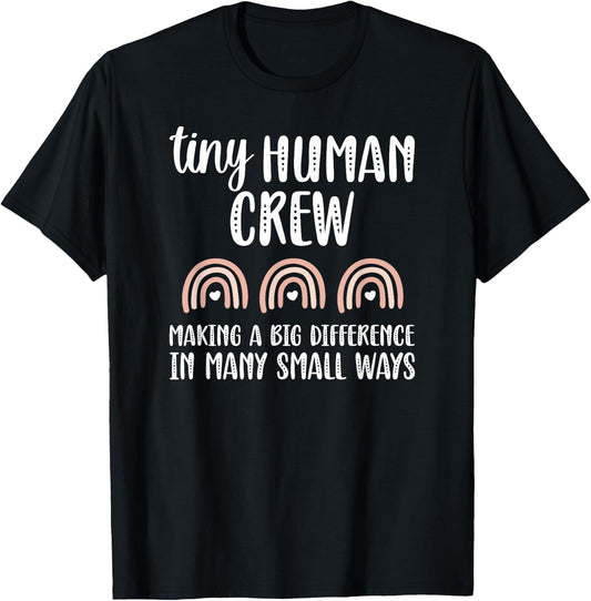 Tiny Human Crew Pediatric Nursing Crew Peds Nurse Squad T-Shirt - T-Shirt | Black