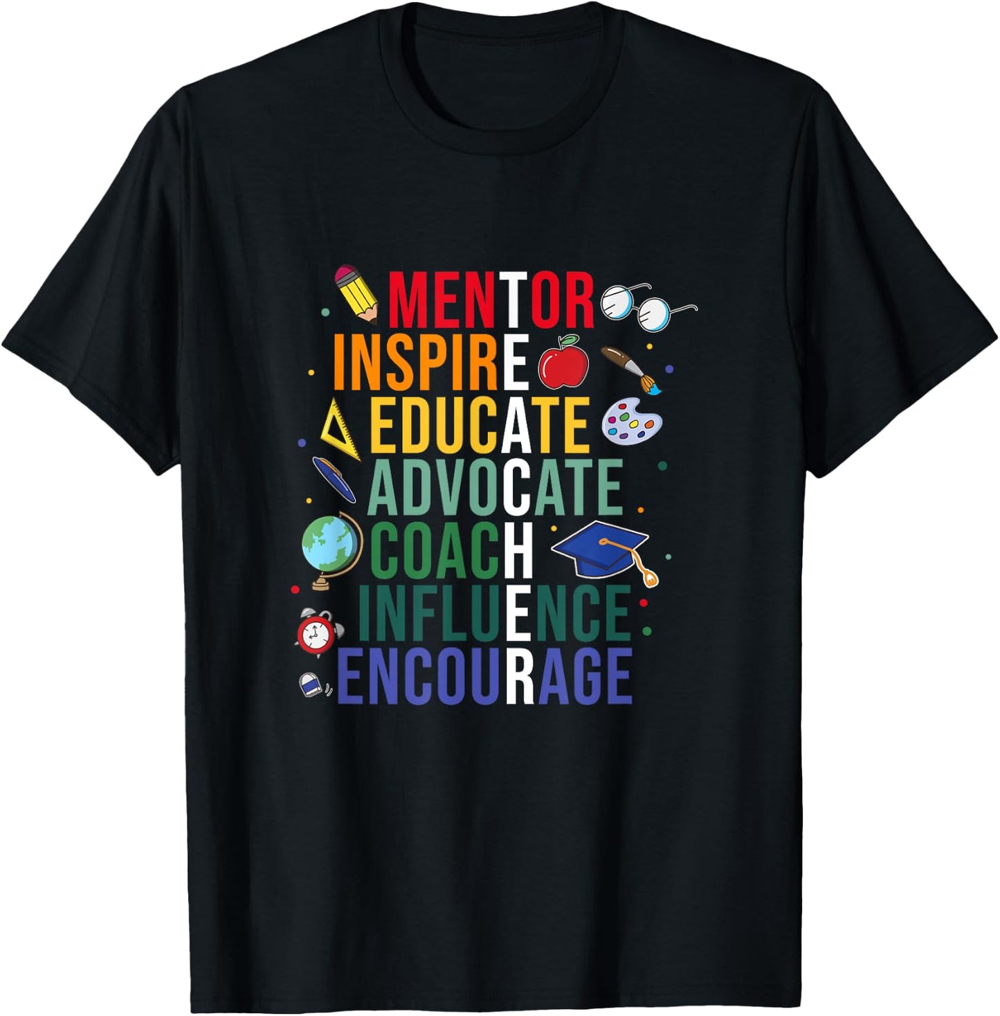 Mentor Inspire Educate Inspired Teacher Life Back To School T-Shirt - T-Shirt | Black
