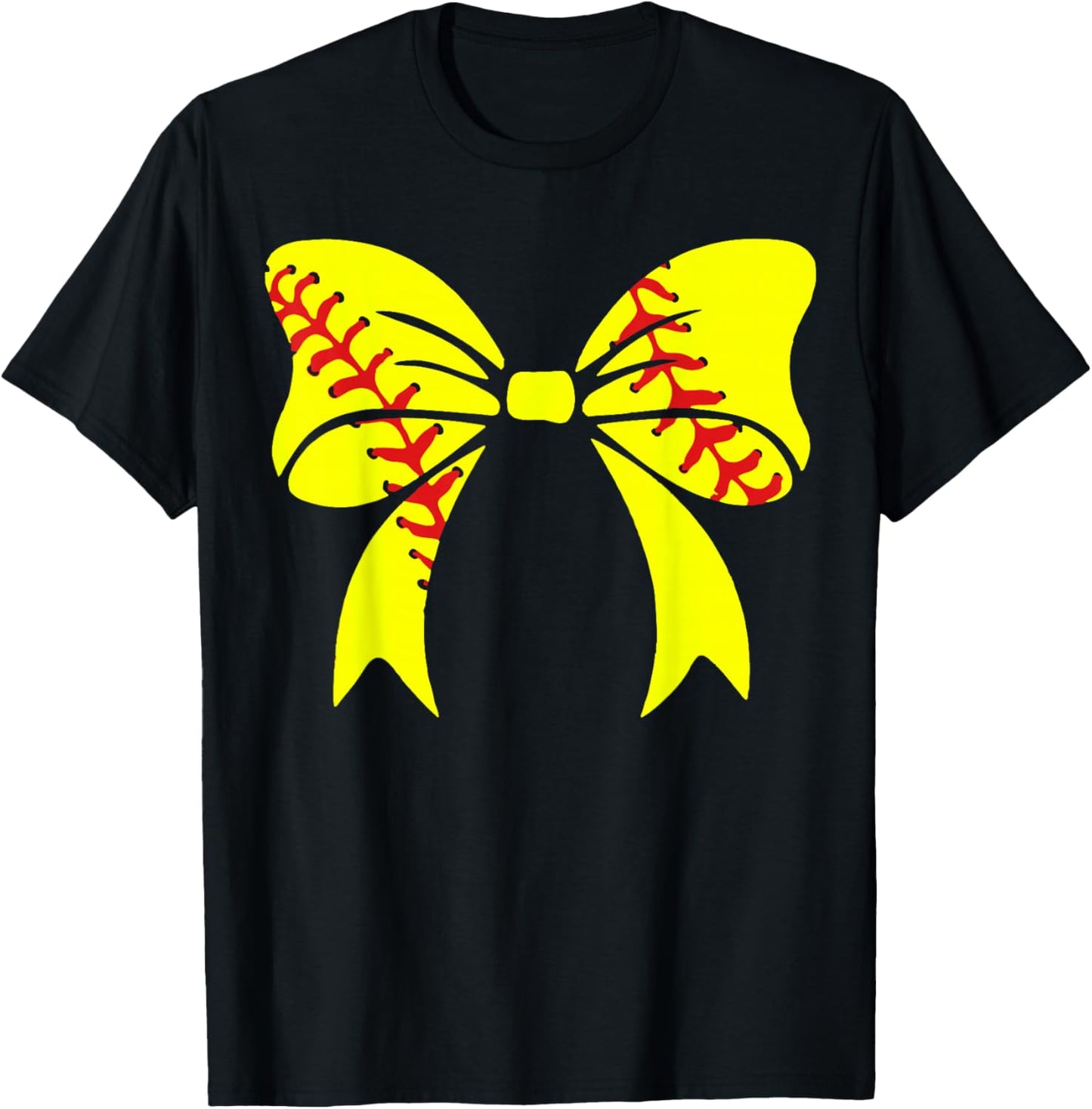 Softball Bow, Softball Player , mom, Girl T-Shirt - T-Shirt | Black