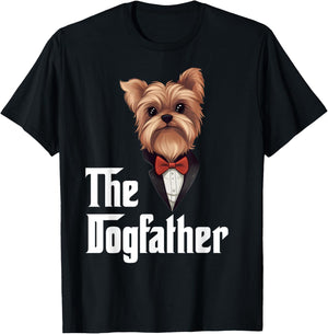The Dogfather | Yorkshire Terrier | Yorkie Dad Funny T-Shirt - T-Shirt | Black