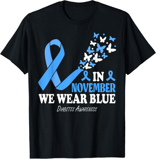In November We Wear Blue diabetes awareness T-Shirt - T-Shirt | Black