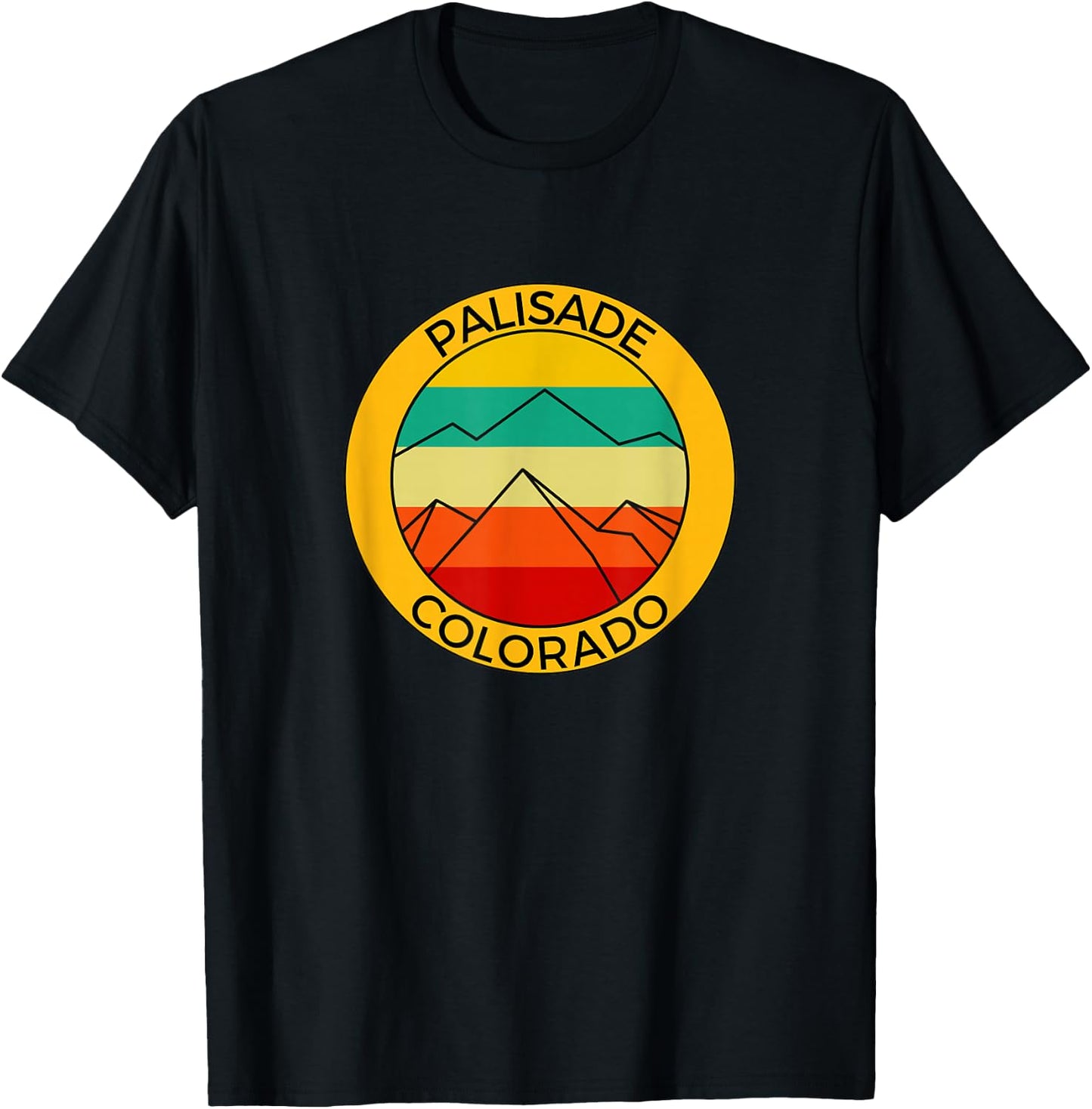 Retro Sunset Mountains Palisade Colorado Souvenir Reunion T-Shirt - T-Shirt | Black