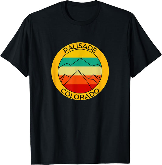 Retro Sunset Mountains Palisade Colorado Souvenir Reunion T-Shirt - T-Shirt | Black