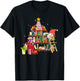Librarian And Book Lover Christmas Library Tree Lights Gnome T-Shirt - T-Shirt | Black