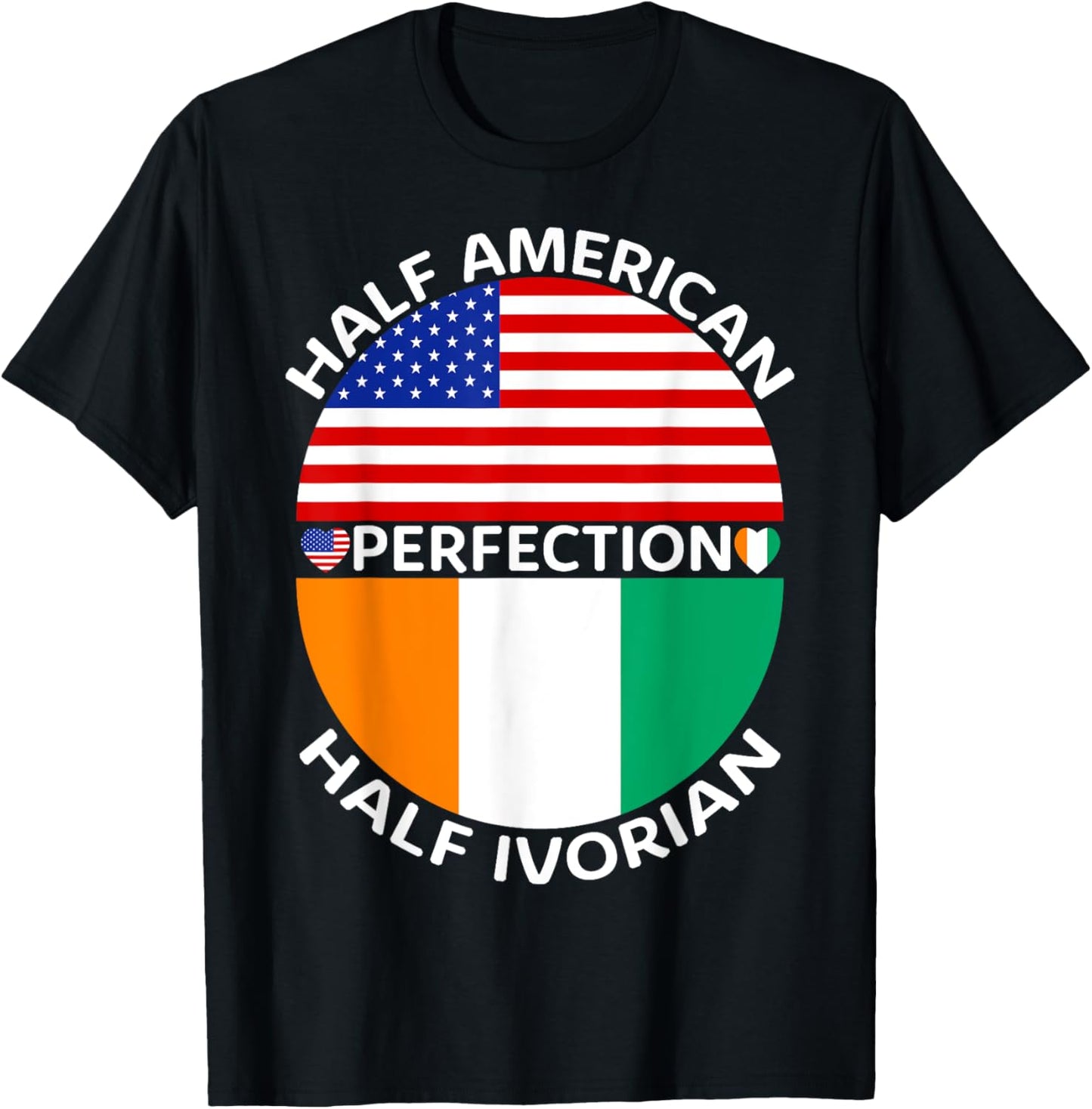 Half American Half Ivorian Ivory Coast Flag Root Men Women T-Shirt - T-Shirt | Black