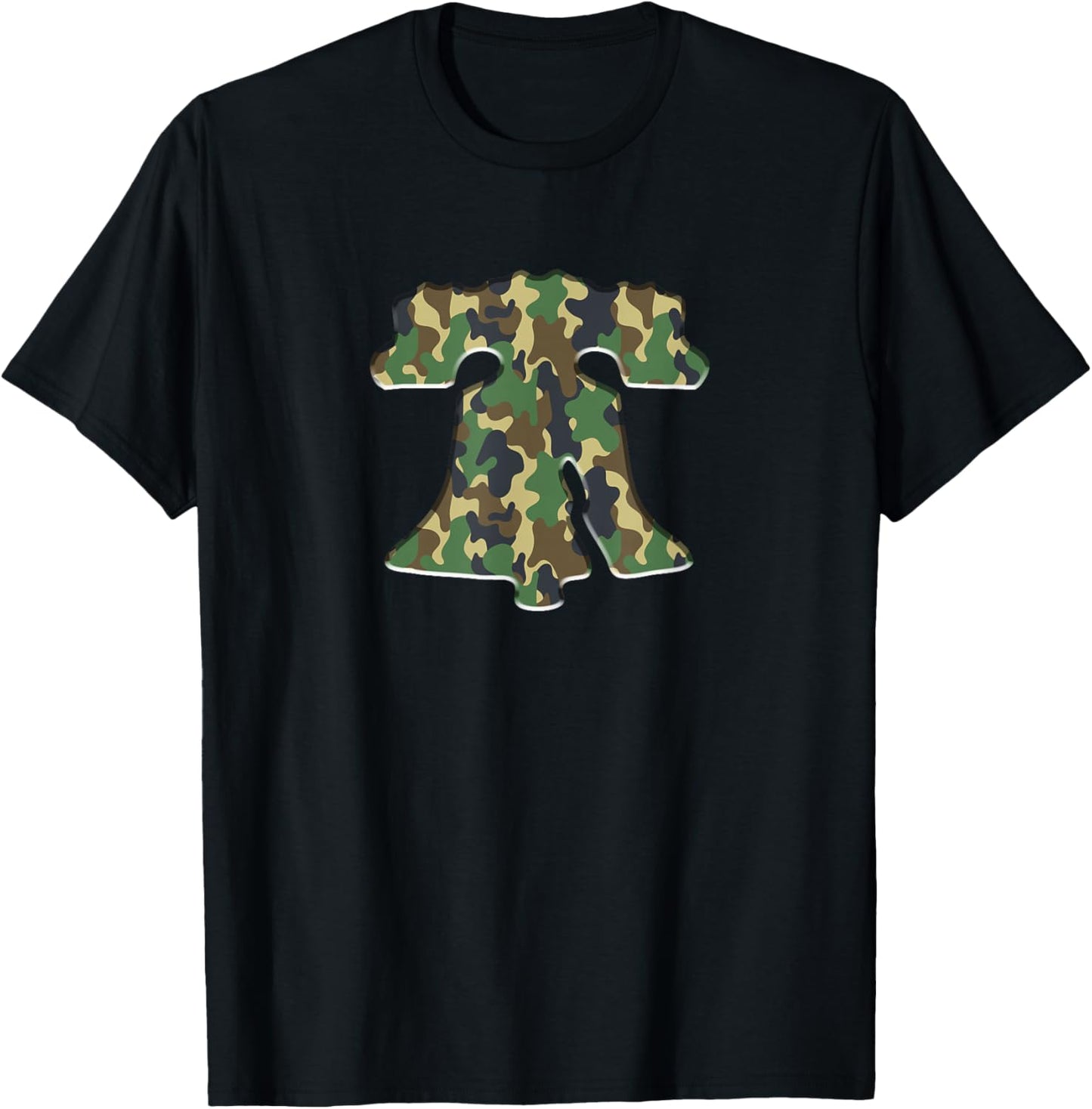 Philly Fan Camo Liberty Bell Philadelphia Bevel T-Shirt - T-Shirt | Black