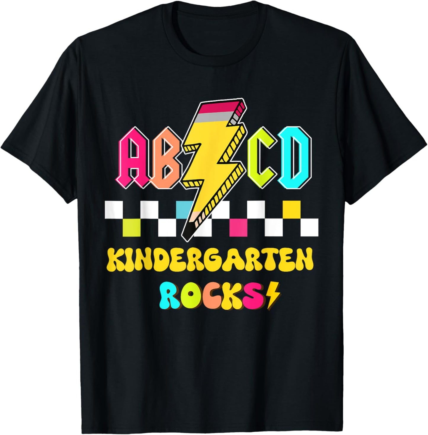 Kindergarten ABCD Rocks Teacher Student Back to School Men Women Kids T-Shirt - T-Shirt | Black