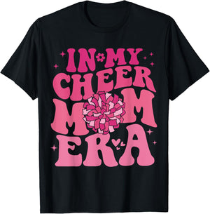 In My Cheer Mom Era Groovy Cheerleading Football Mom Women T-Shirt - T-Shirt | Black