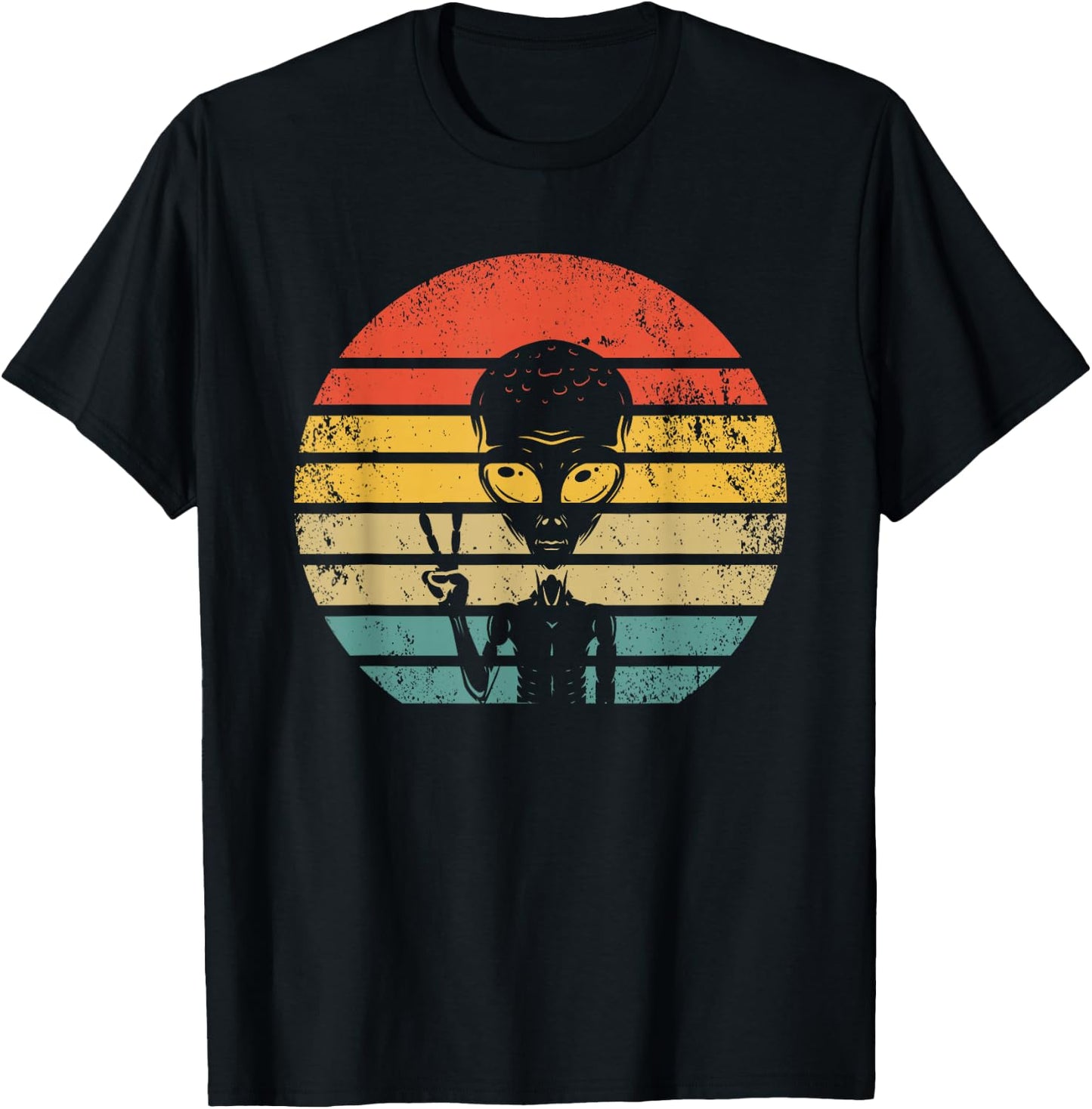 Retro Alien UFO Space Ship - Vintage Extraterrestrial T-Shirt - T-Shirt | Black