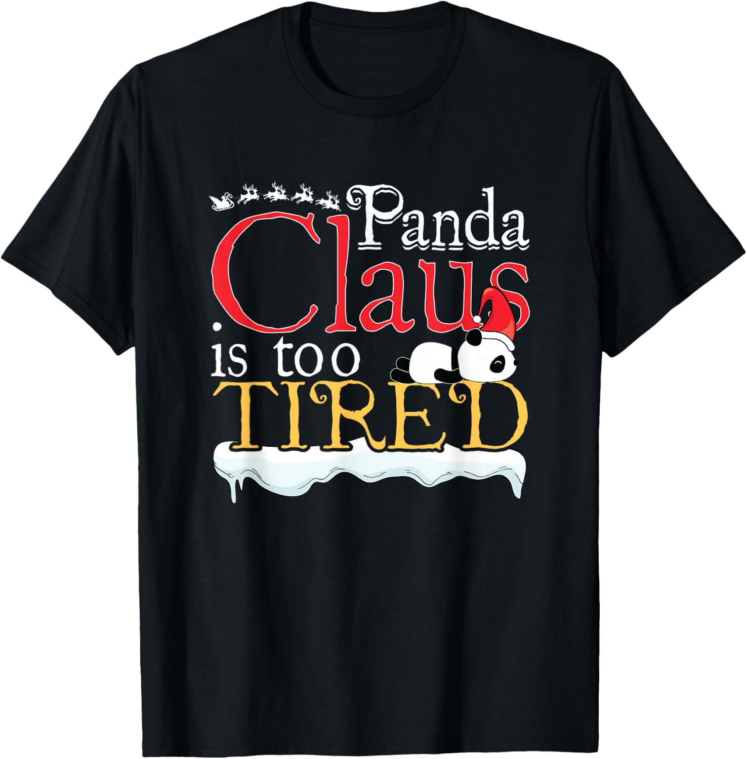 Panda Bear Cute Animal Lover Funny Panda Ugly Christmas T-Shirt - T-Shirt | Black