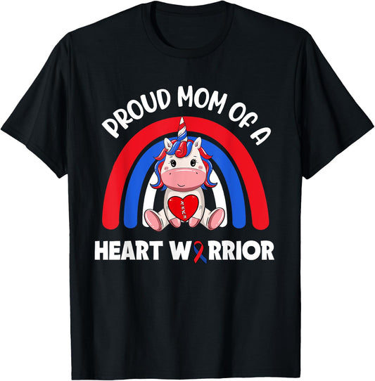 Proud Mom Of A Heart Warrior CHD Awareness Week Clothing T-Shirt - T-Shirt | Black
