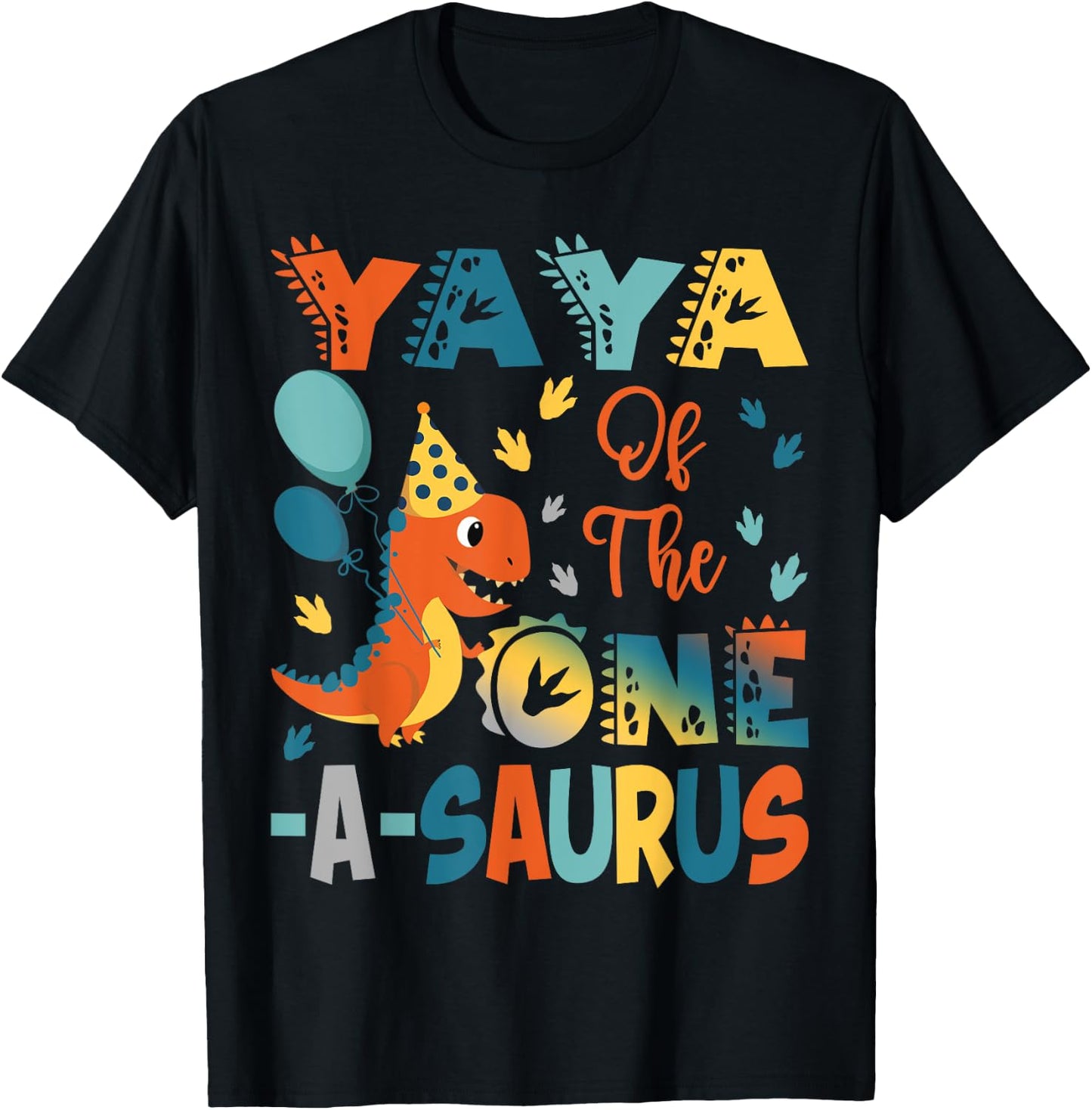 Yaya Of The One-A-Saurus 2Nd Birthday Dinosaur Party T-Shirt - T-Shirt | Black