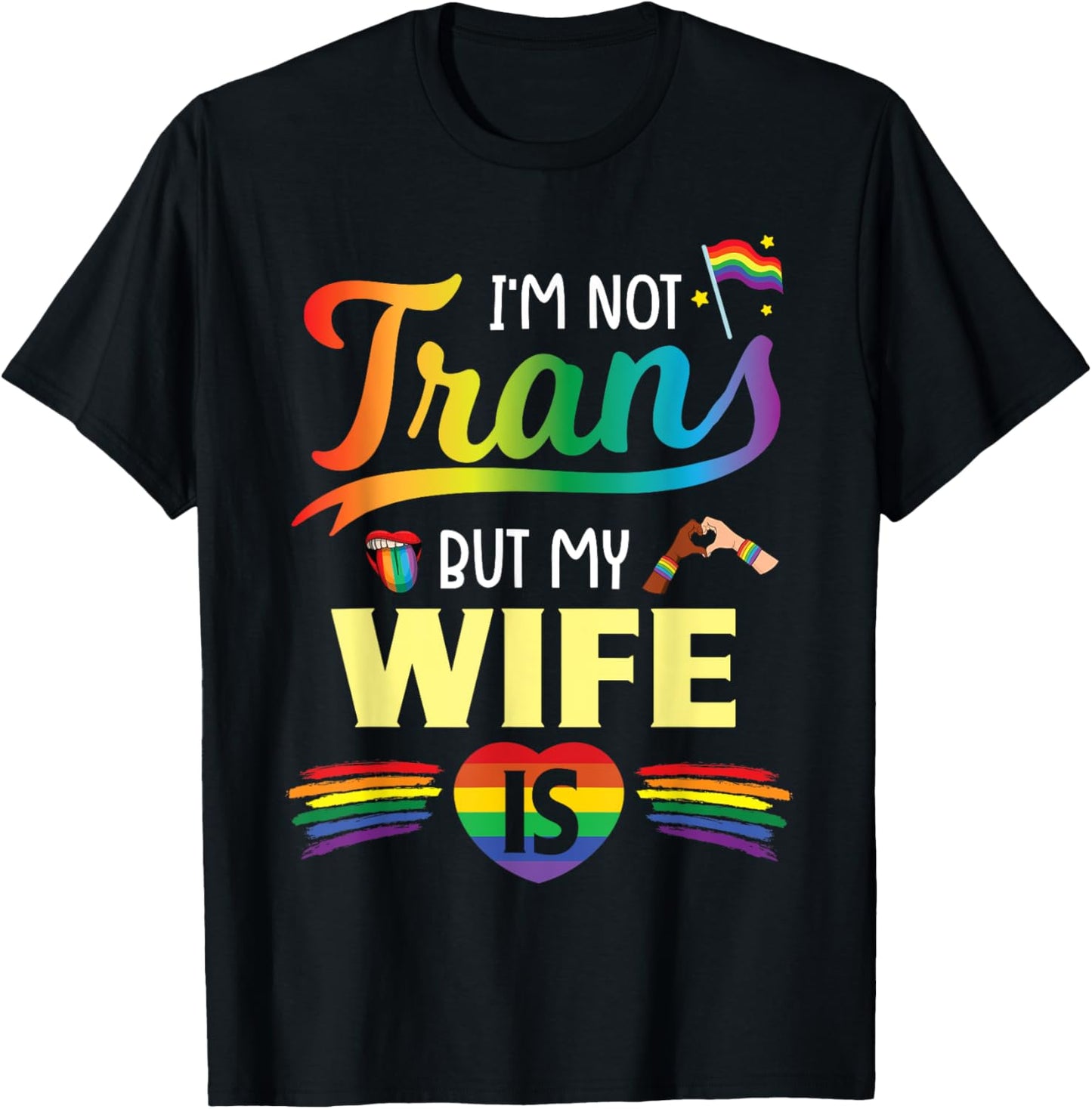 Husband I'm Not Transgender But My Wife Is Help Love Proud T-Shirt - T-Shirt | Black