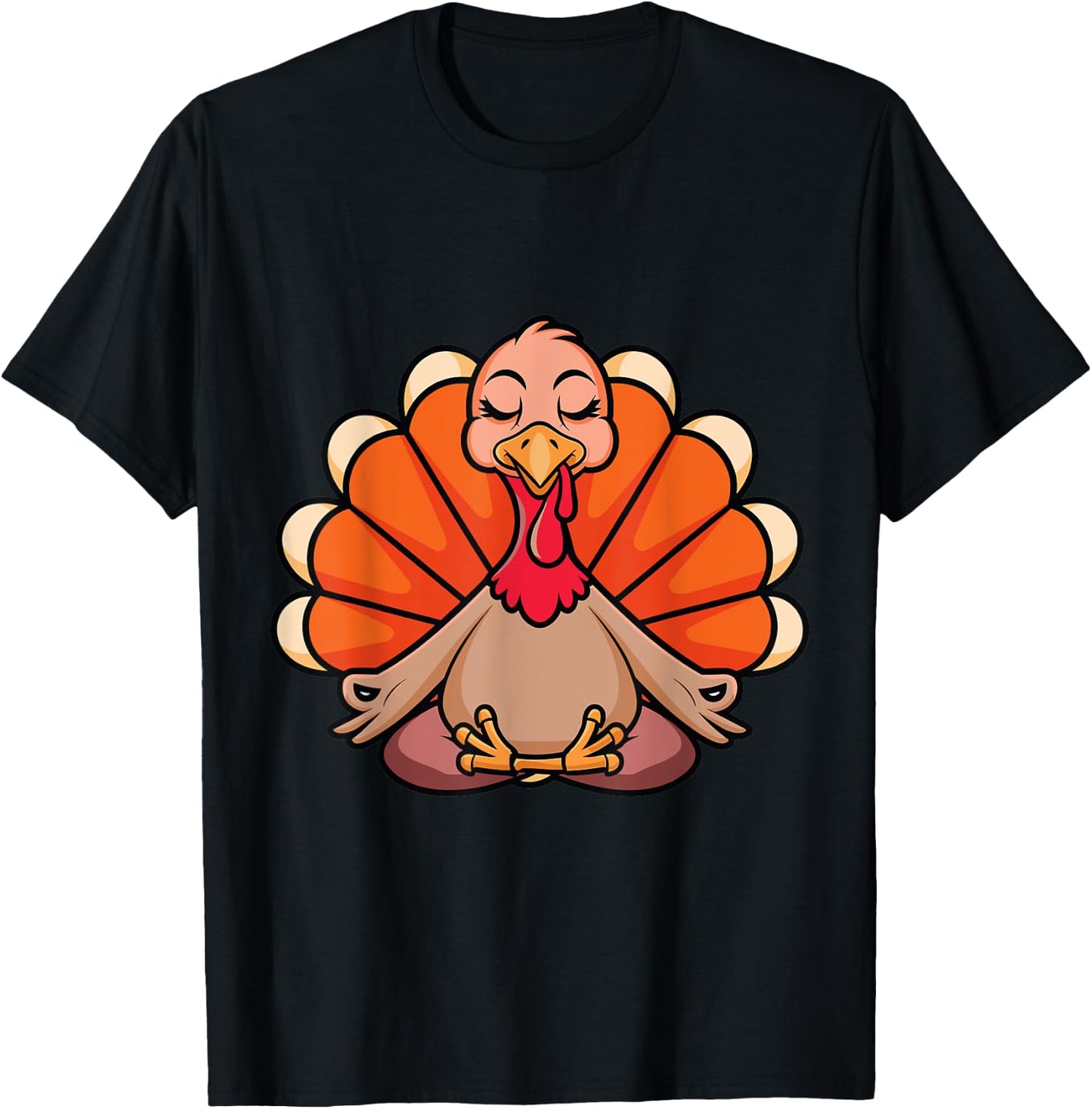 Turkey Yoga Thanksgiving Day Meditating Namaste Fall Women T-Shirt - T-Shirt | Black