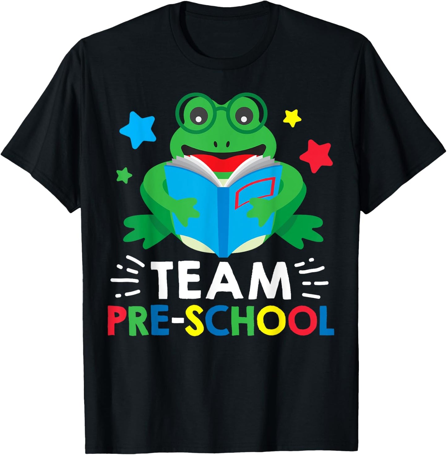 Team Pre-School Reading Frog Back To School Book Lover Gift T-Shirt - T-Shirt | Black