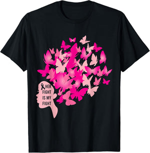 Her Fight is My Fight Cool Breast Cancer Awareness Gifts T-Shirt - T-Shirt | Black