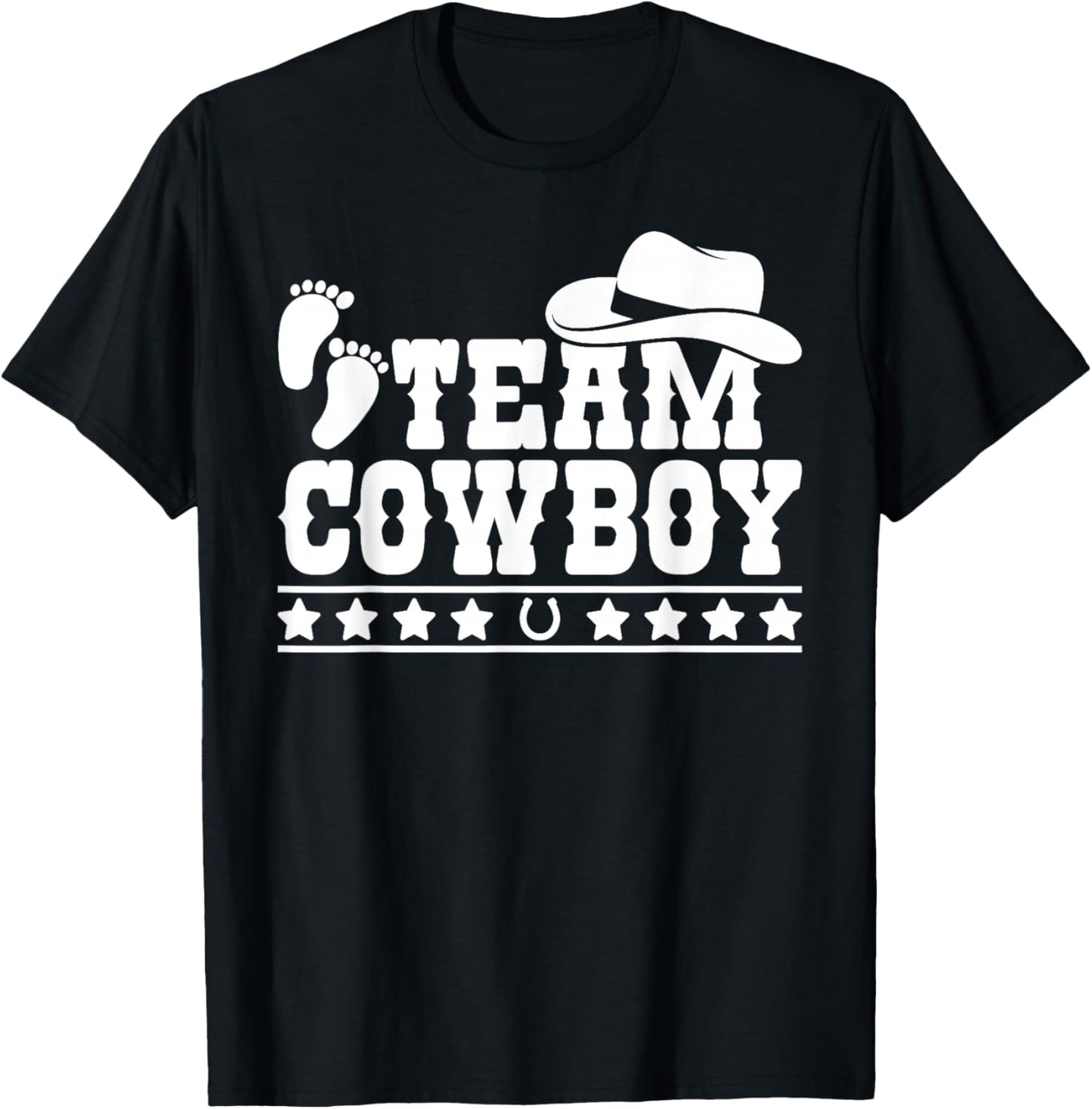 Team Cowboy Baby Gender Reveal Outfit Team Boy Gender Reveal T-Shirt - T-Shirt | Black