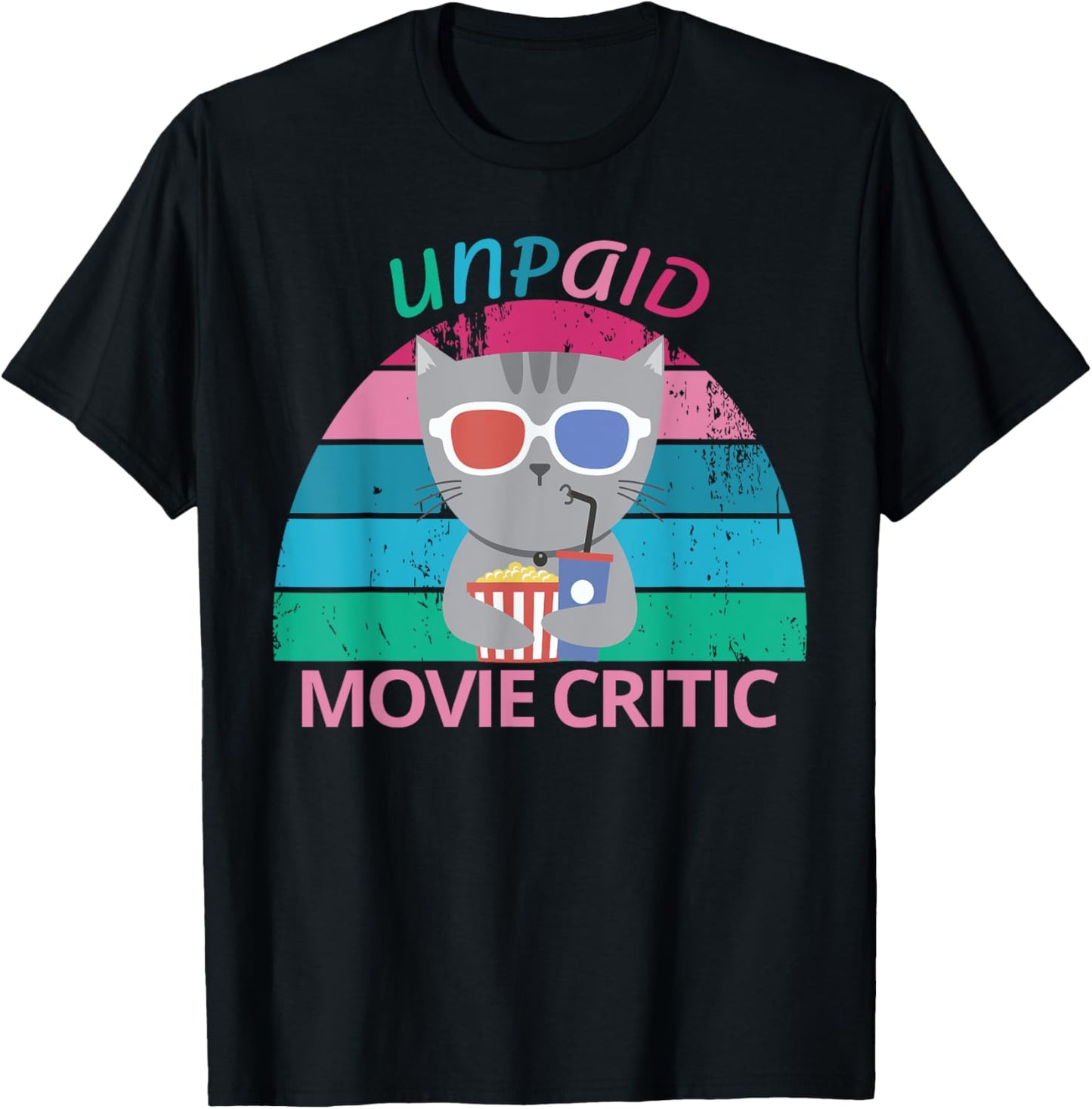 Unpaid Movie Critic moviegoer Film Cinema retro cat Women T-Shirt - T-Shirt | Black
