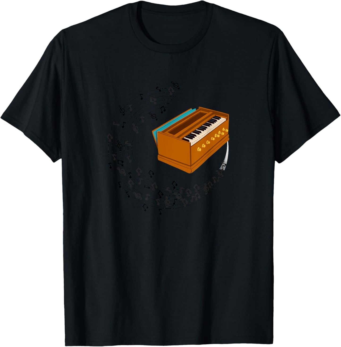 Indian Harmonium Musical Instrument T-Shirt - T-Shirt | Black