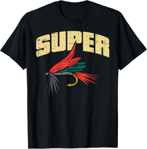 Super Fly Fishing Cool Fish Angler Fisher Fisherman Men Dad T-Shirt - T-Shirt | Black