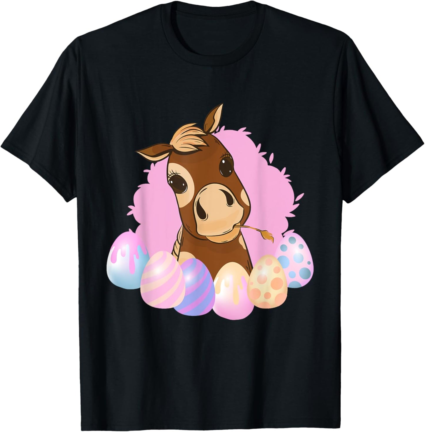 Easter Bunny Rides Celebrate With Colorful Egg Horses Cowboy T-Shirt - T-Shirt | Black