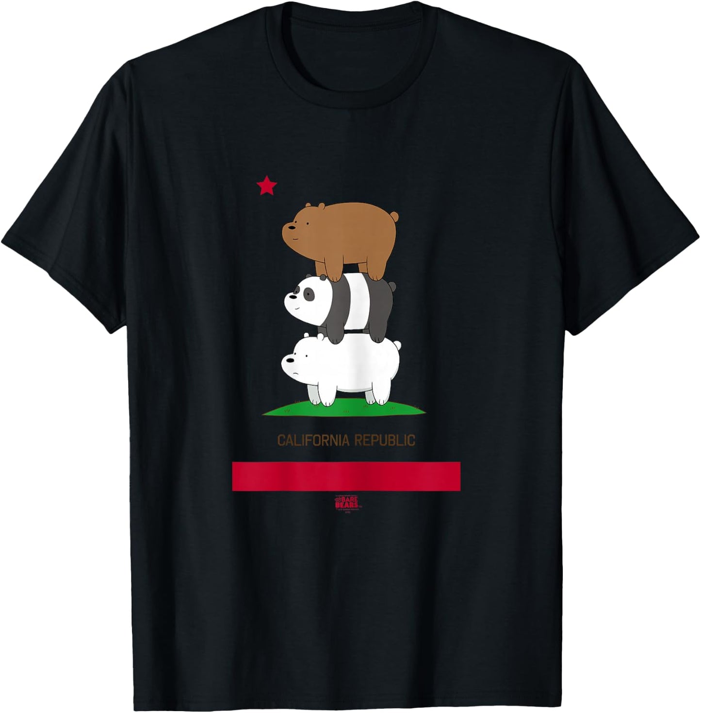 We Bare Bears California Flag T-Shirt - T-Shirt | Black