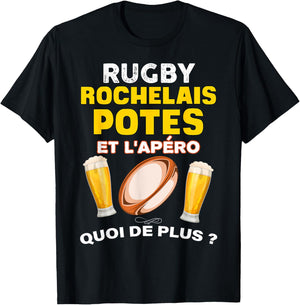 Rugby Rochelais Potes Et Aperitif Beer Humour Supporter Man , Black, S T-Shirt - T-Shirt | Black