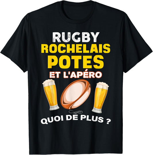 Rugby Rochelais Potes Et Aperitif Beer Humour Supporter Man , Black, S T-Shirt - T-Shirt | Black