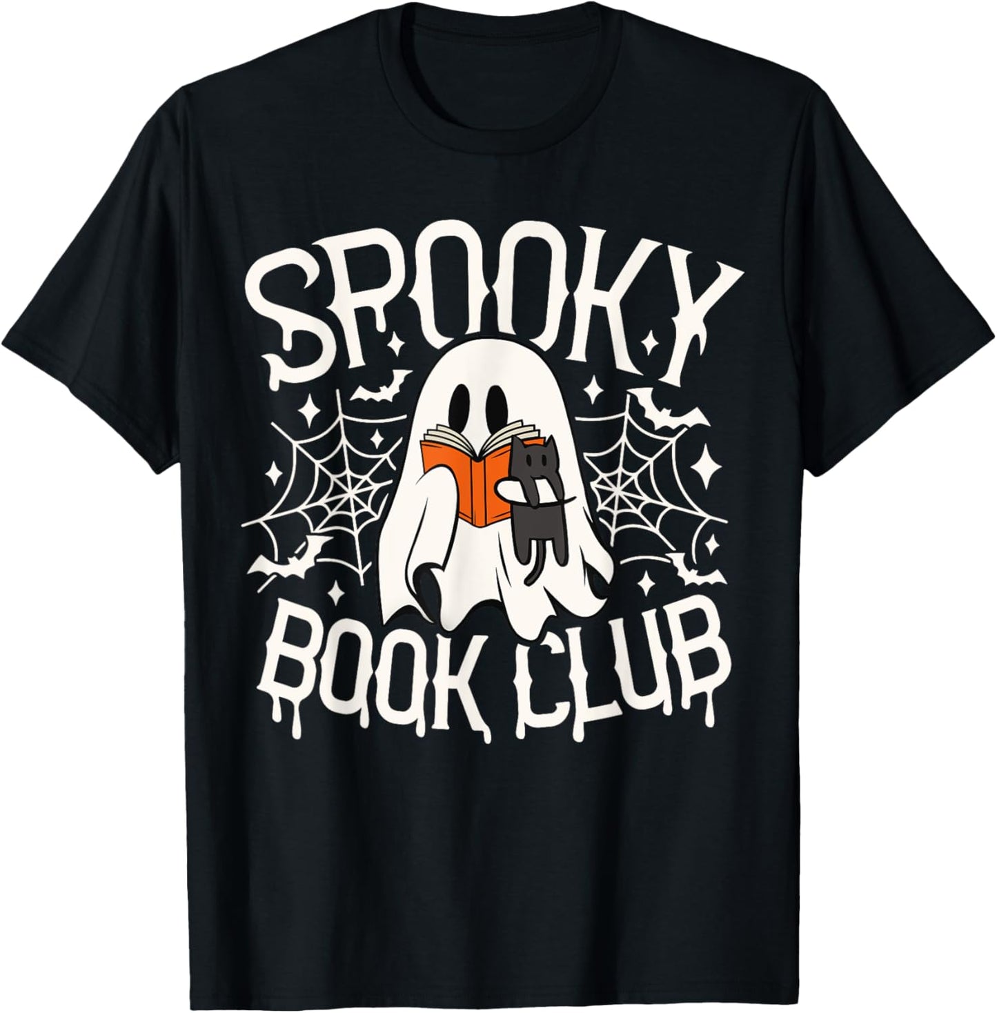 Spooky Book Club Cute Ghost Reading Book Halloween Costume T-Shirt - T-Shirt | Black