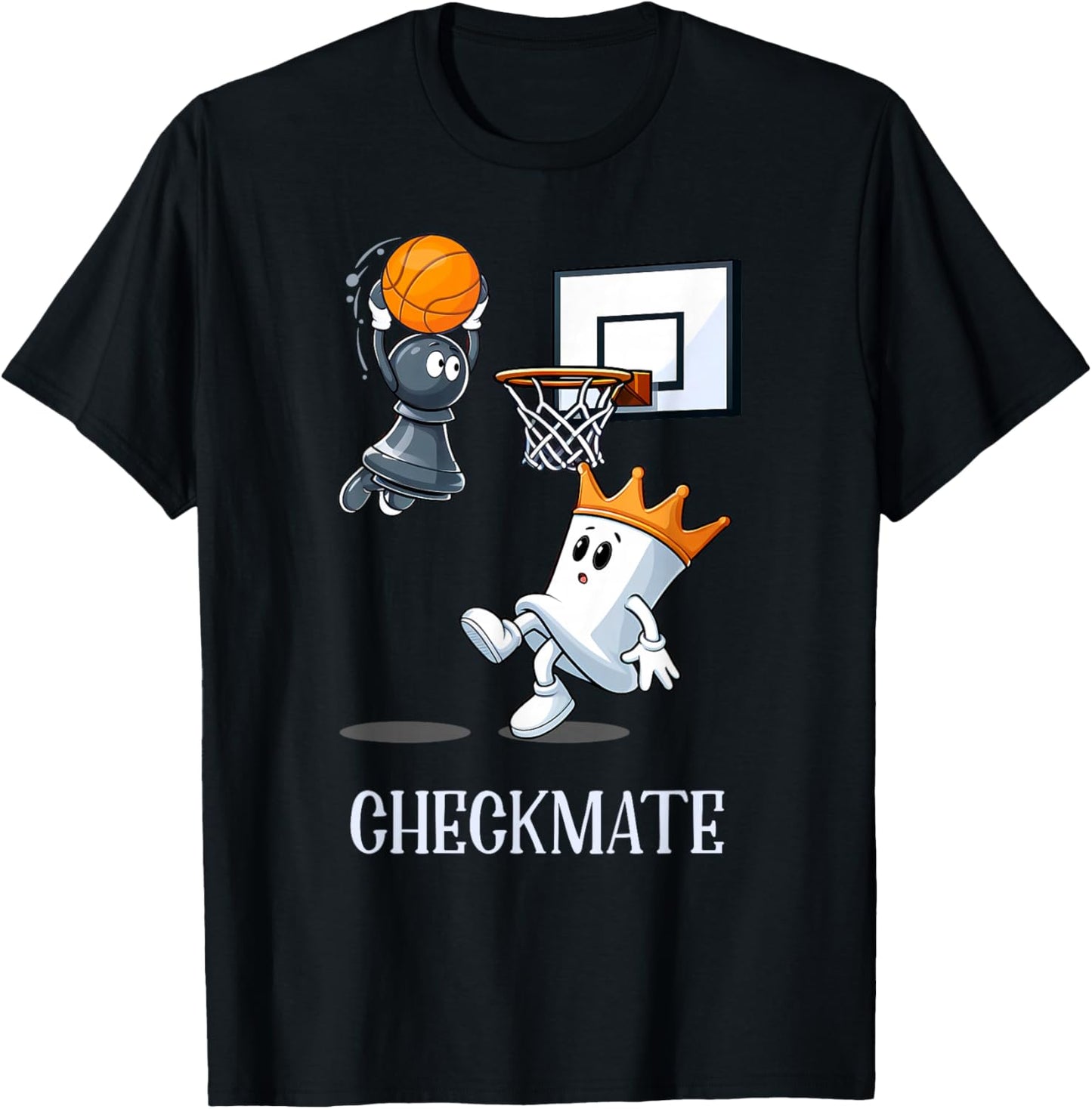 Checkmate Chess And Basketball Gift Chess Fun Gift T-Shirt - T-Shirt | Black