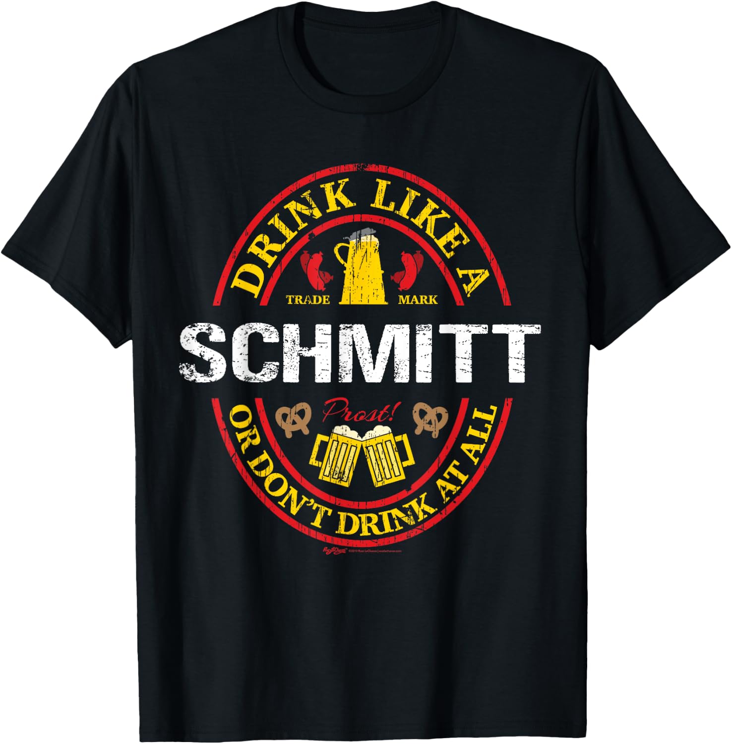 Vintage Drink Like A Schmitt Oktoberfest 2021 Drinking T-Shirt - T-Shirt | Black