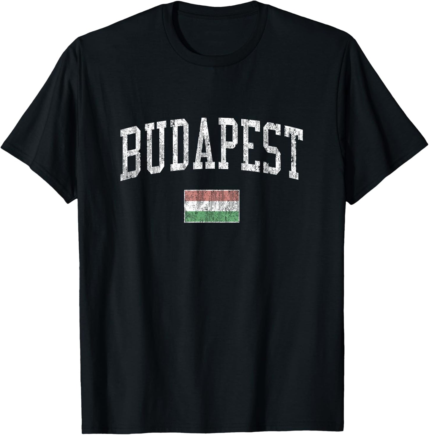 Budapest Hungary Vintage Sports Design Flag T-Shirt - T-Shirt | Black