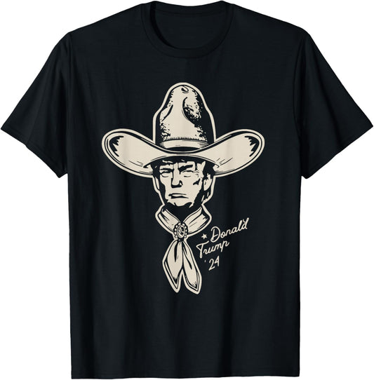 Yeehawin' for Trump 2024 Punchy Western Political Humor Vote T-Shirt - T-Shirt | Black