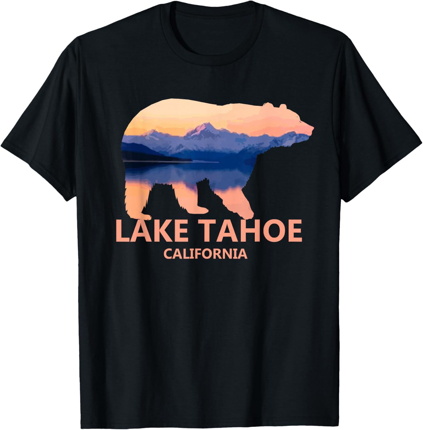 Lake Tahoe California Grizzly Bear Souvenir Gift T-Shirt - T-Shirt | Black