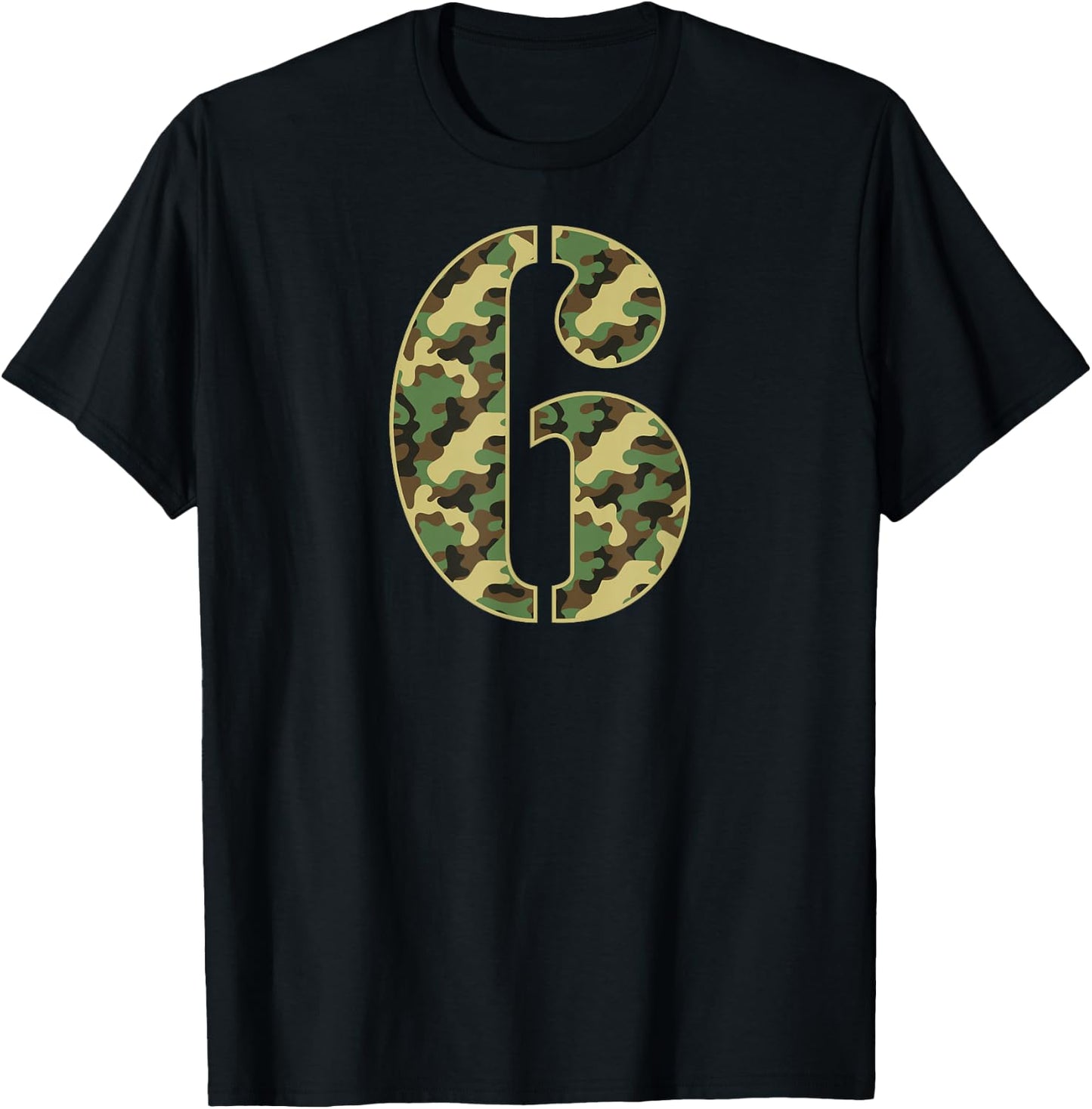 6th Birthday Soldier 6 Year Old Military Themed Camo T-Shirt - T-Shirt | Black