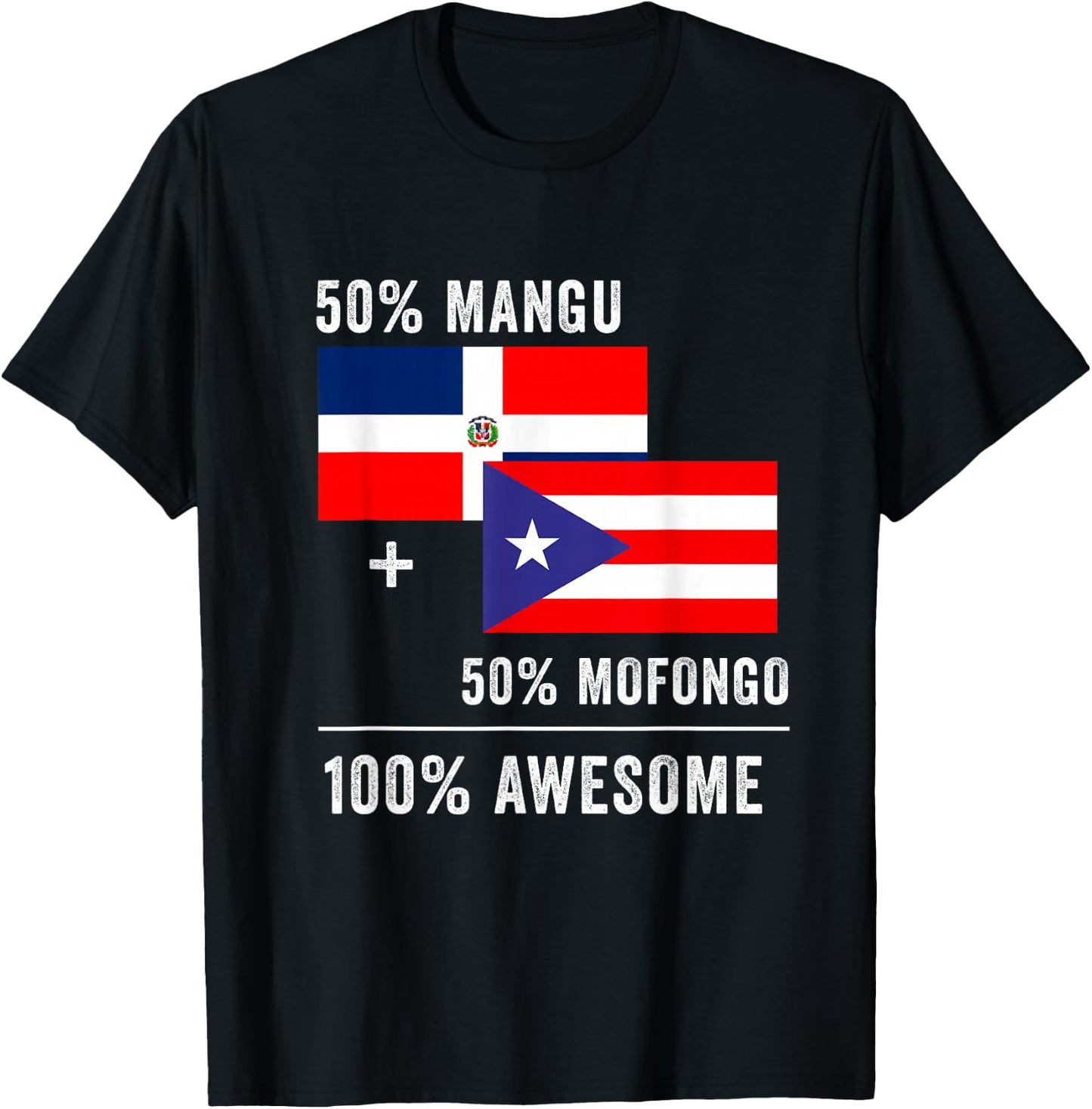Half Puerto Rican Half Dominican Flag Boricua Domis PR RD T-Shirt - T-Shirt | Black