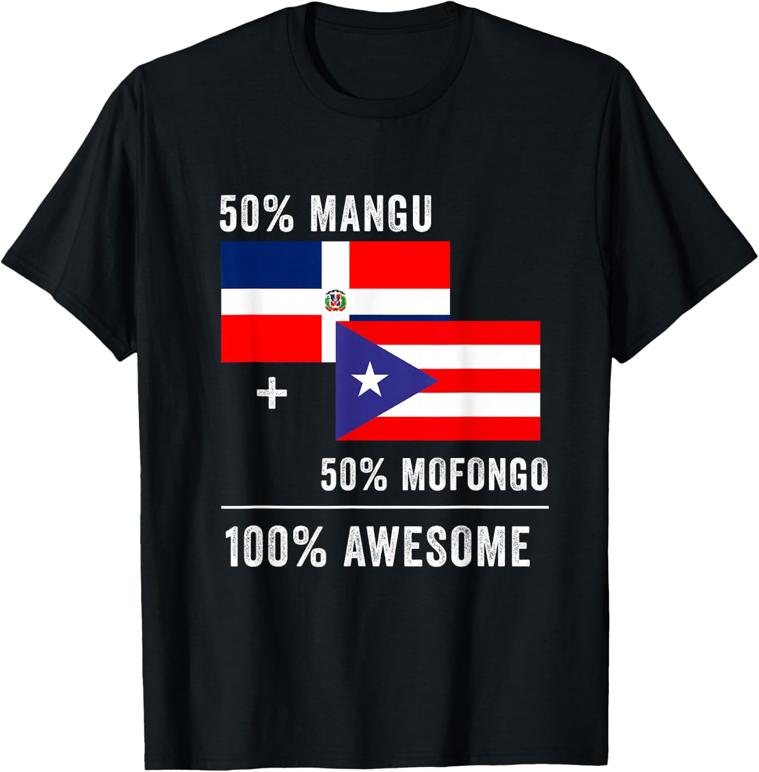 Half Puerto Rican Half Dominican Flag Boricua Domis PR RD T-Shirt - T-Shirt | Black