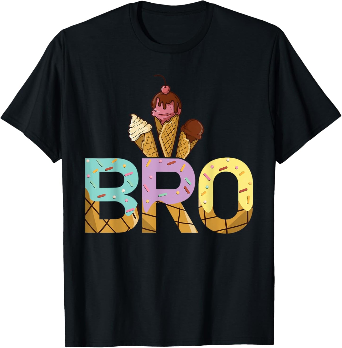 Brother Of The Sweet One Ice Cream 1st First Birthday Family T-Shirt - T-Shirt | Black