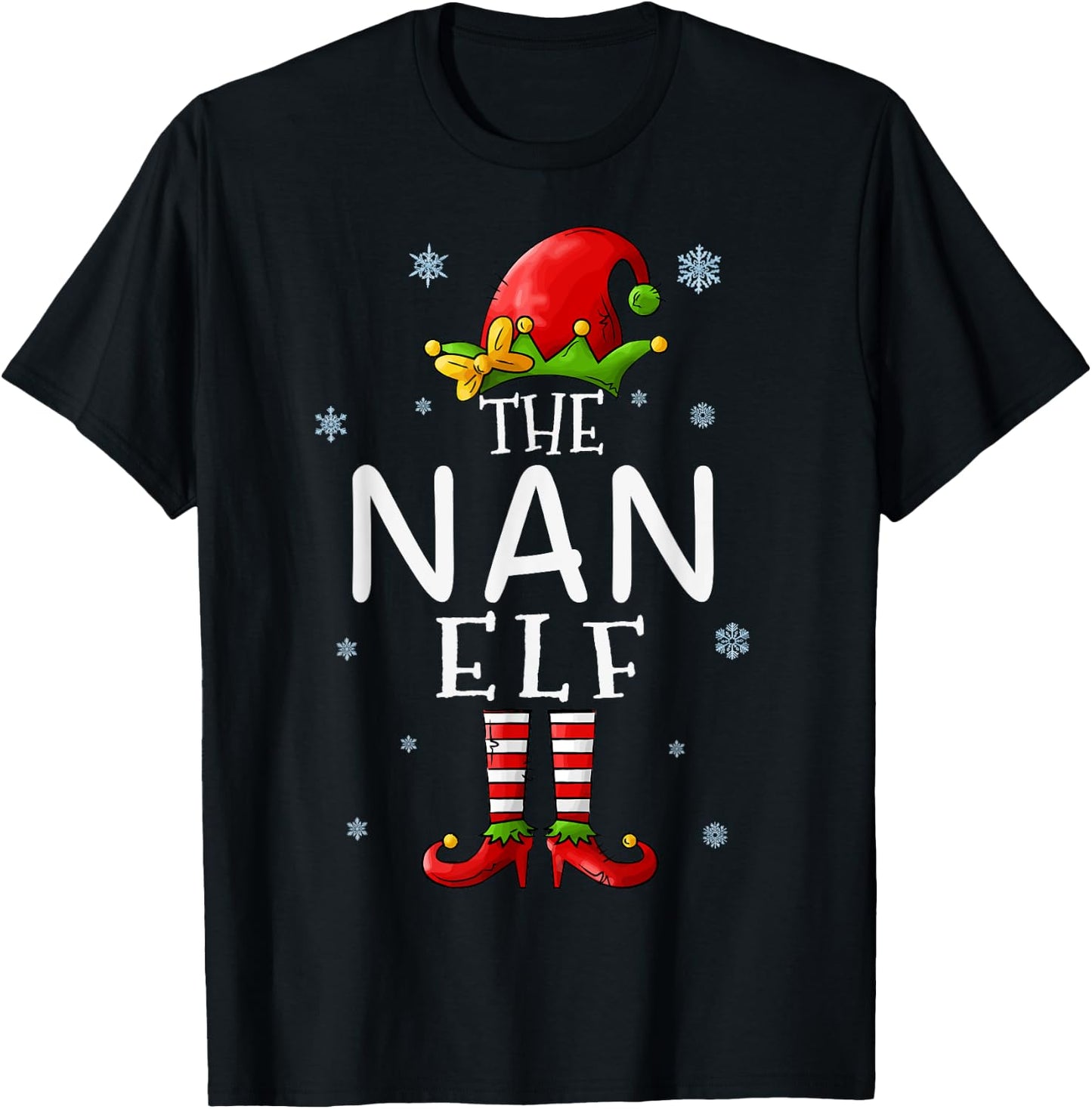 The NAN Elf Funny Grandma Xmas Groupe Matching Christmas T-Shirt - T-Shirt | Black