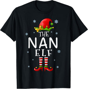 The NAN Elf Funny Grandma Xmas Groupe Matching Christmas T-Shirt - T-Shirt | Black