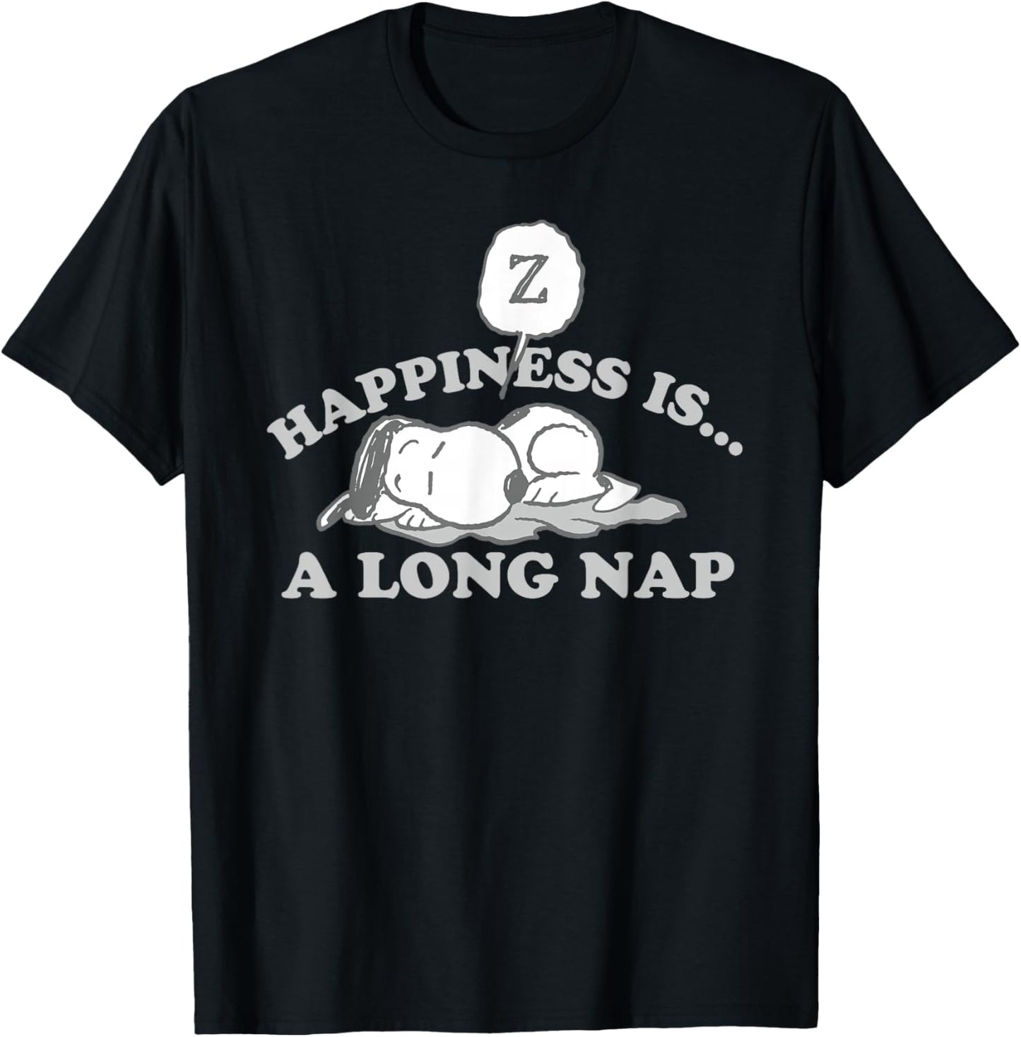 Peanuts Happiness Is A Long Nap Snoopy T-Shirt - T-Shirt | Black