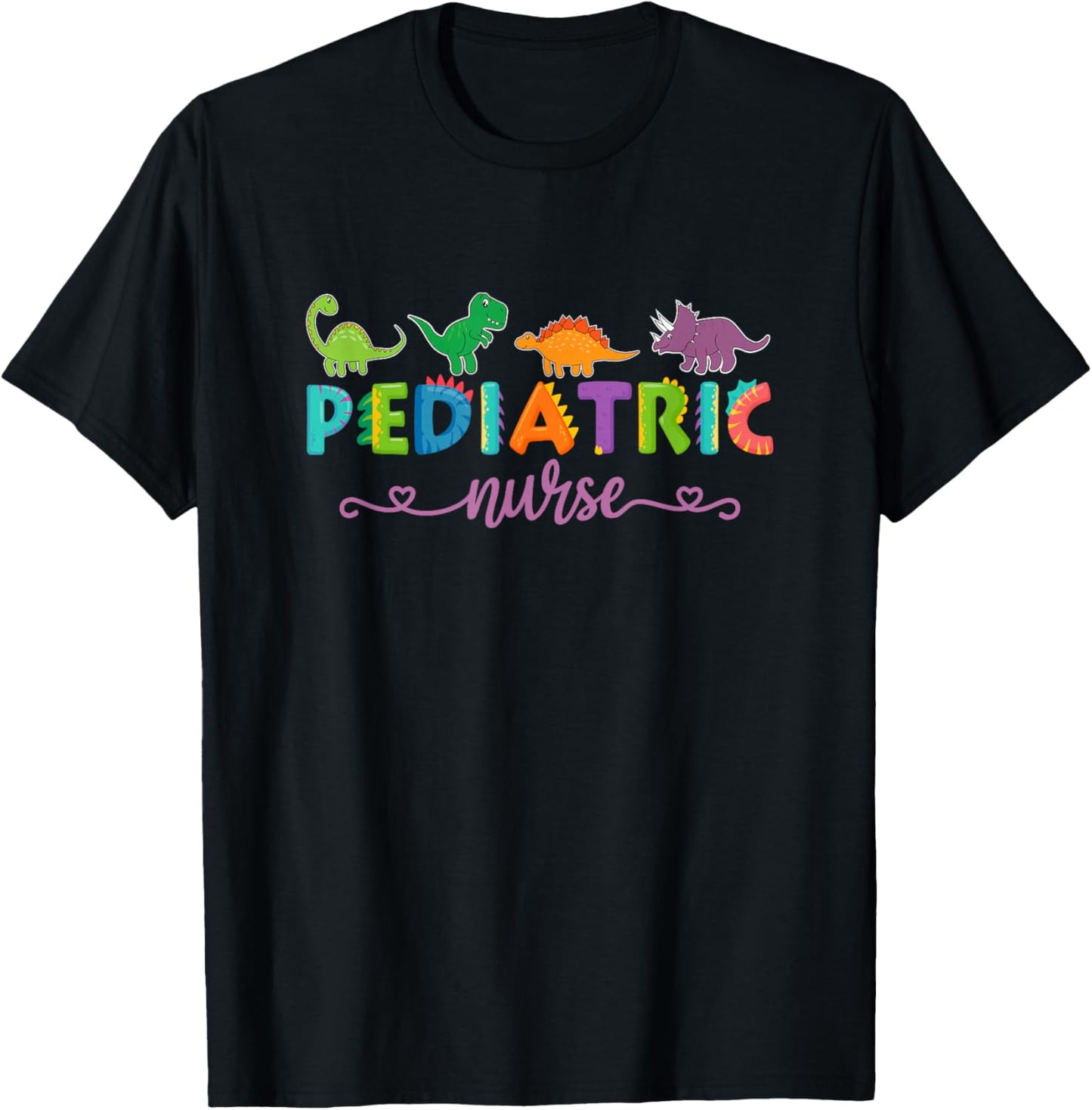 PICU Pediatric Nurse Dinosaurs Peds Nurse T-Shirt - T-Shirt | Black