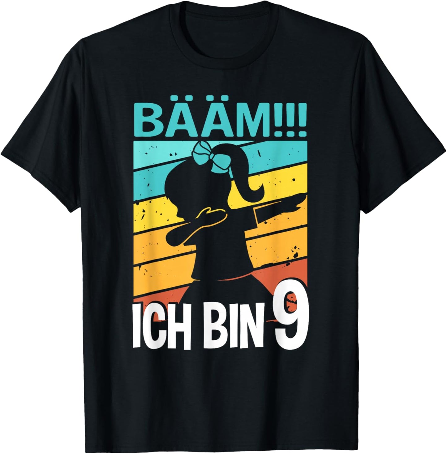 Mädchen Tanzen Bääm Ich bin 9 Jahre Dab Geburtstag T-Shirt - T-Shirt | Black